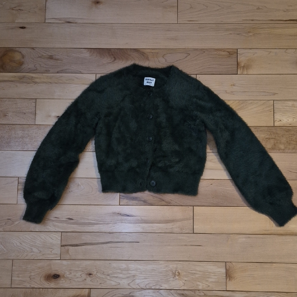 Sunday Best Women's Size XS Forest Green Fuzzy Cardigan